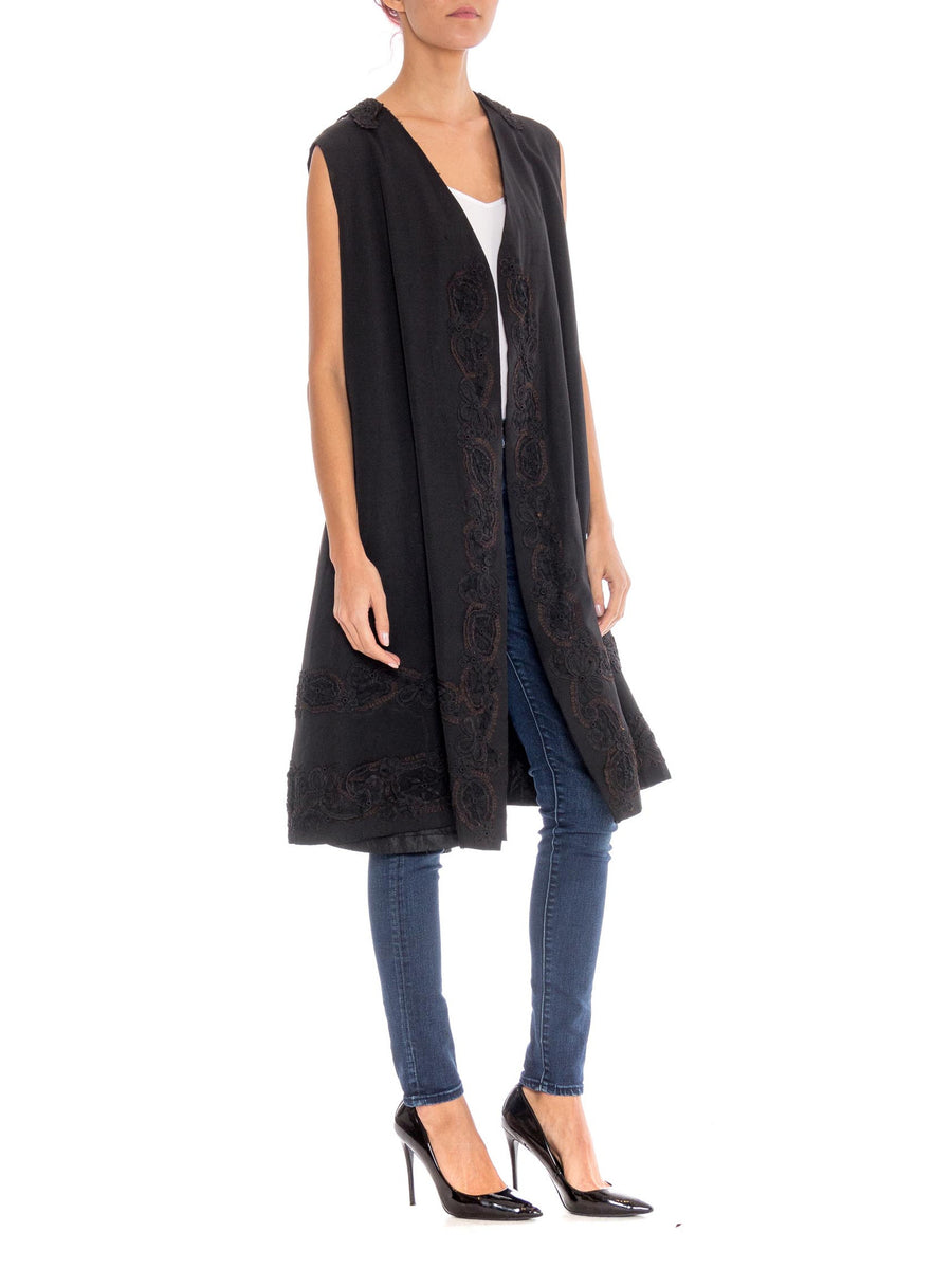 Loose V-Neck Lace-Trimmed Vest
