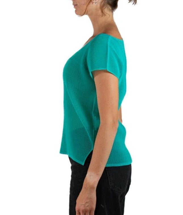 1990S PLEATS PLEASE ISSEY MIYAKE Teal Sheer Polyester Mesh Top – MORPHEW