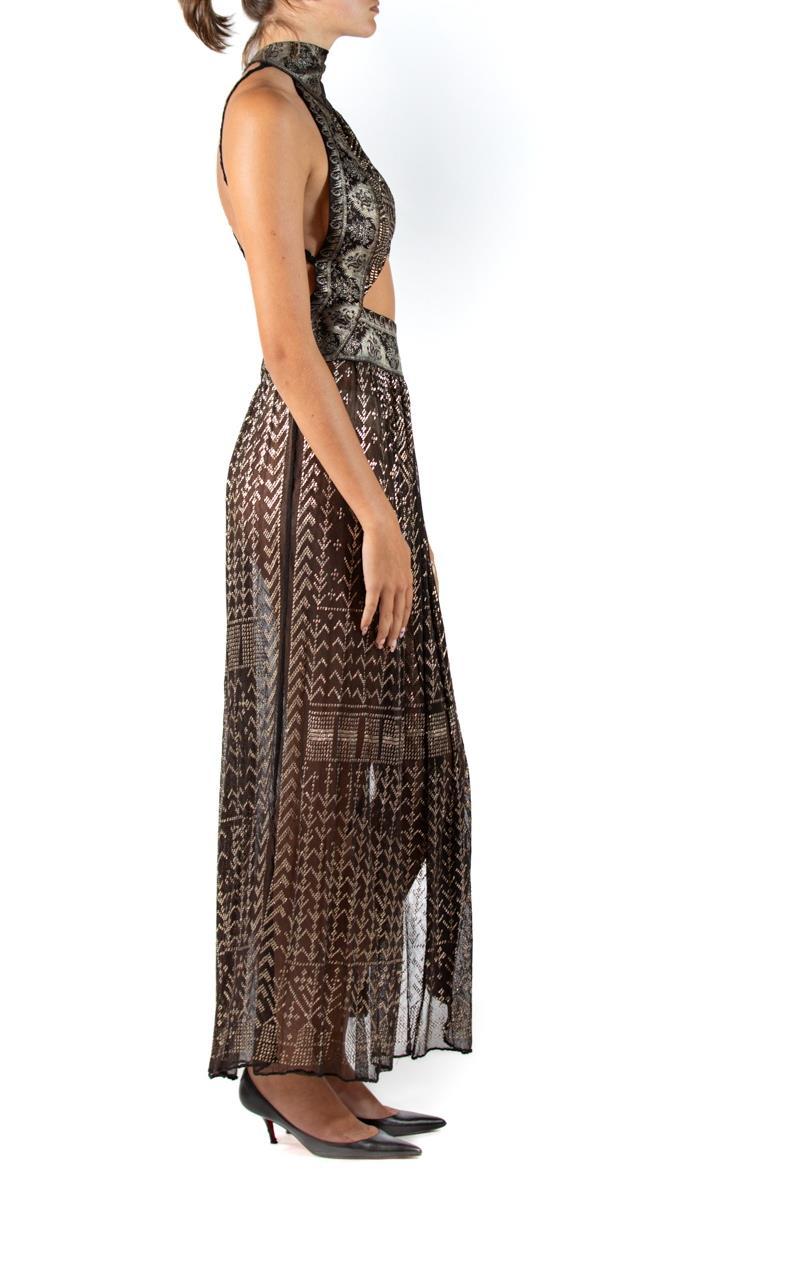 MORPHEW ATELIER Antique Black & Silver Silk Egyptian Assuit Net Sari Gown With Matching Cloak MORPHEW ATELIER Antique Black & Silver Silk Egyptian Assuit Net Sari Gown With Matching Cloak