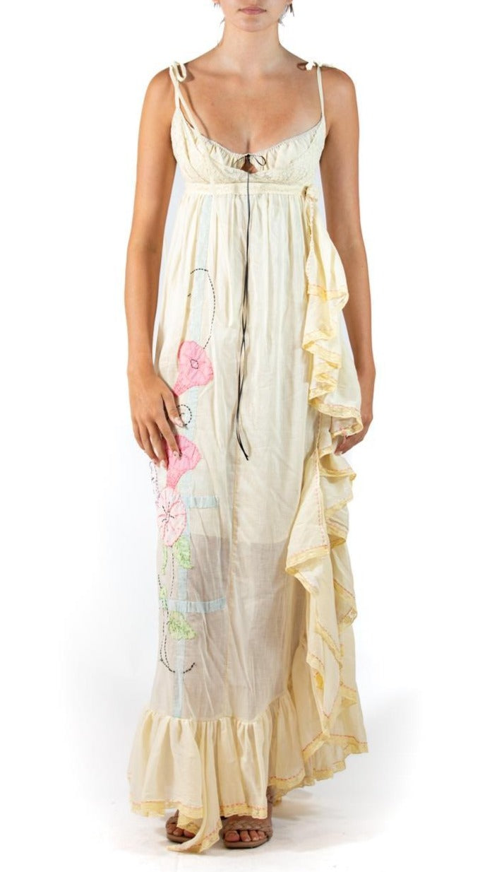 MORPHEW ATELIER Butter Yellow Organic Cotton Voile Empire Waist Dress MORPHEW ATELIER Butter Yellow Organic Cotton Voile Empire Waist Dress