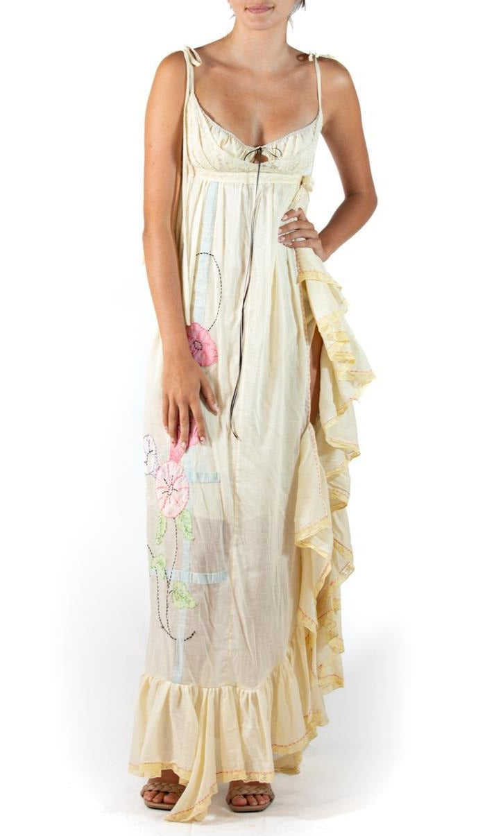 MORPHEW ATELIER Butter Yellow Organic Cotton Voile Empire Waist Dress MORPHEW ATELIER Butter Yellow Organic Cotton Voile Empire Waist Dress