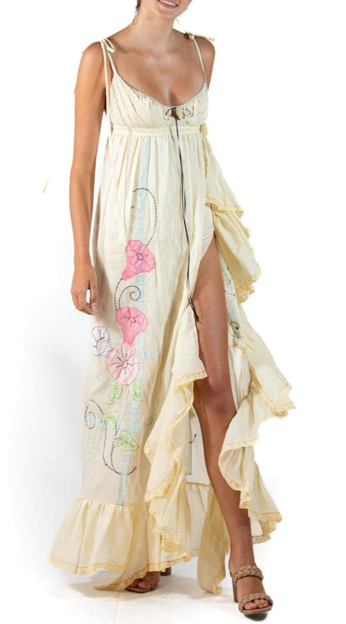 MORPHEW ATELIER Butter Yellow Organic Cotton Voile Empire Waist Dress MORPHEW ATELIER Butter Yellow Organic Cotton Voile Empire Waist Dress