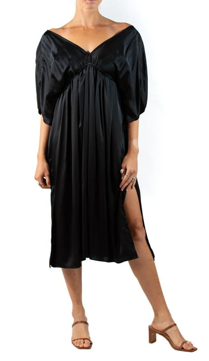 black silk charmeuse dress Juno Slip Dress in Black Silk Charmeuse LFrank