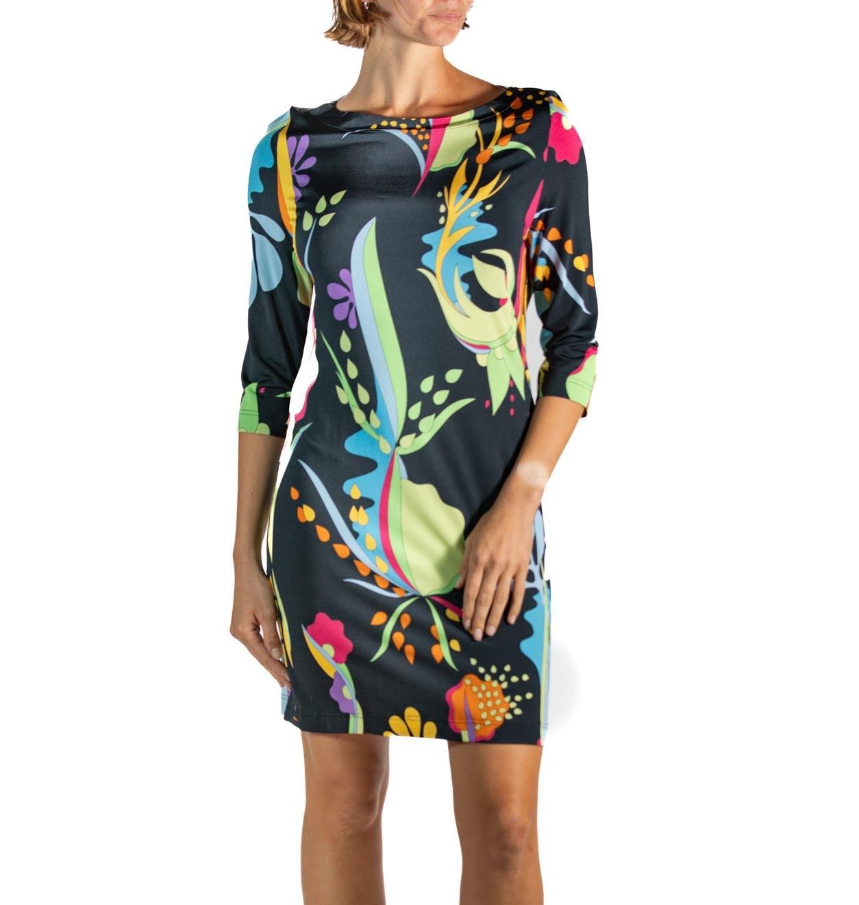 2000S BESSI Floral Print Viscose Blend Jersey Long Sleeve Dress 2000S BESSI Floral Print Viscose Blend Jersey Long Sleeve Dress