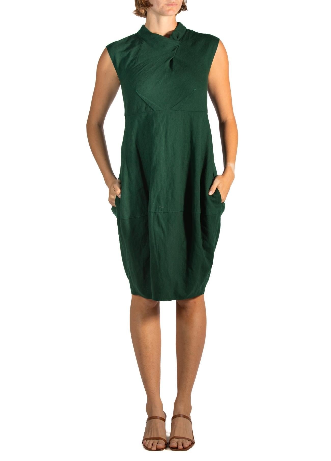 2000S AQUILANO RIMONDI Dark Hunter Green Wool Dress 2000S AQUILANO RIMONDI Dark Hunter Green Wool Dress