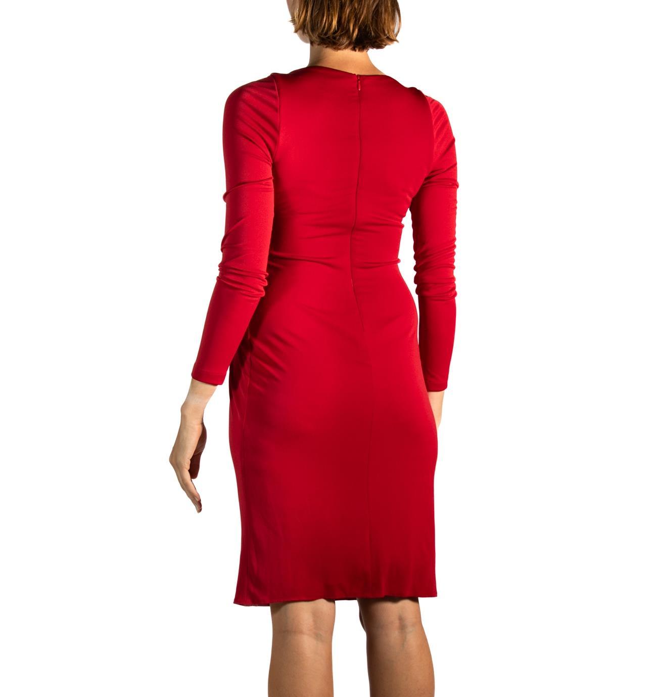 2000s Elie Saab Rust Red Polyester Jersey Long Sleeve Dress 2000s Elie Saab Rust Red Polyester Jersey Long Sleeve Dress