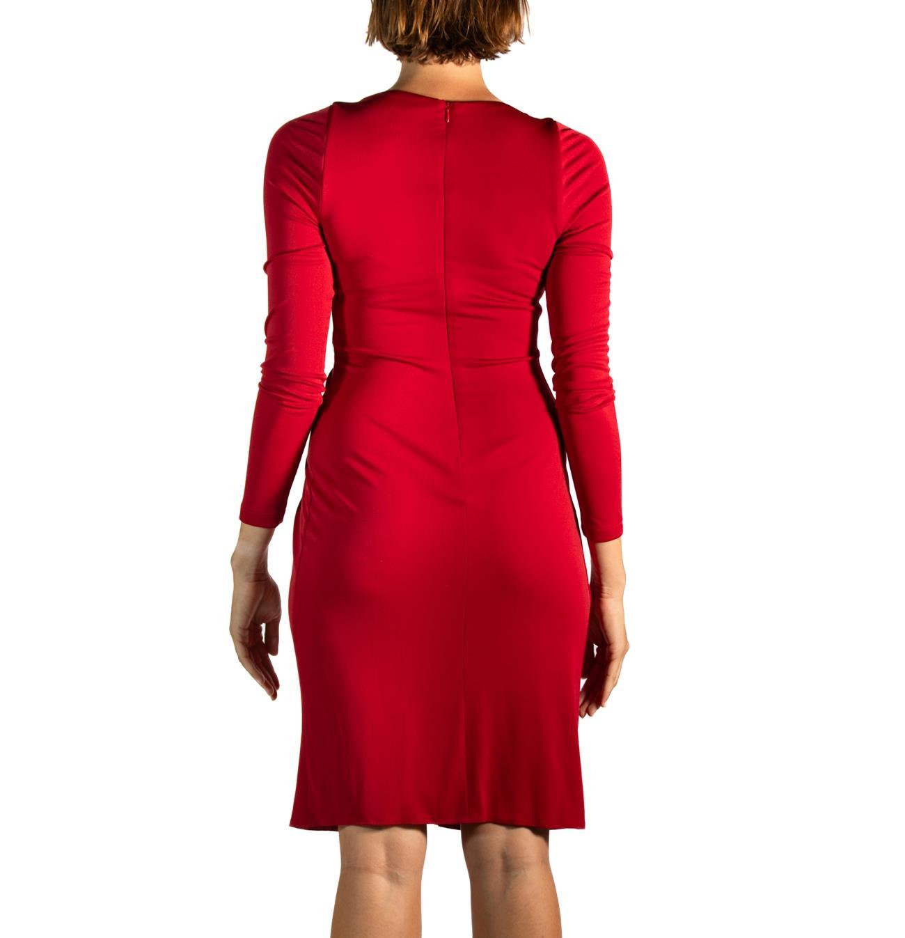 2000S ELIE SAAB Rust Red Polyester Jersey Long Sleeve Dress 2000S ELIE SAAB Rust Red Polyester Jersey Long Sleeve Dress