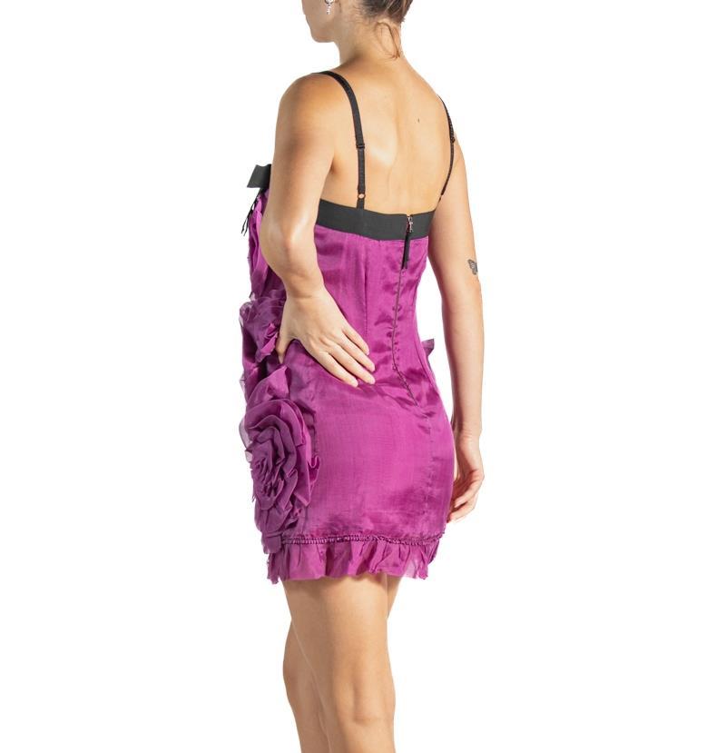 1990S DOLCE & GABBANA Purple Black Silk Mini Cocktail Dress 1990S DOLCE & GABBANA Purple Black Silk Mini Cocktail Dress