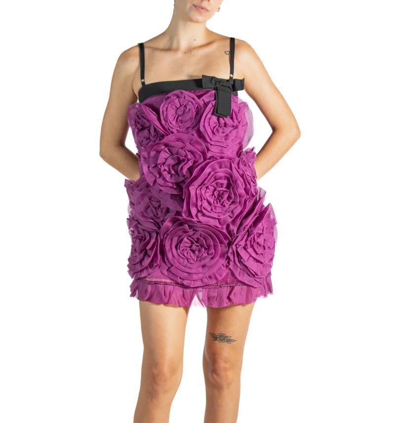 1990S DOLCE & GABBANA Purple Black Silk Mini Cocktail Dress 1990S DOLCE & GABBANA Purple Black Silk Mini Cocktail Dress