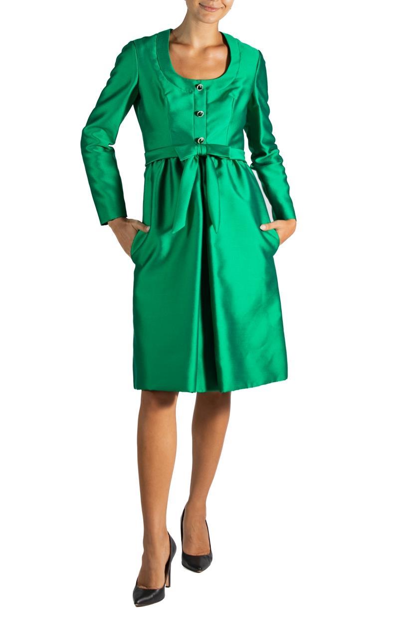 1960S KIKI HART Emerald Green Rayon & Silk Cocktail Dress 1960S KIKI HART Emerald Green Rayon & Silk Cocktail Dress