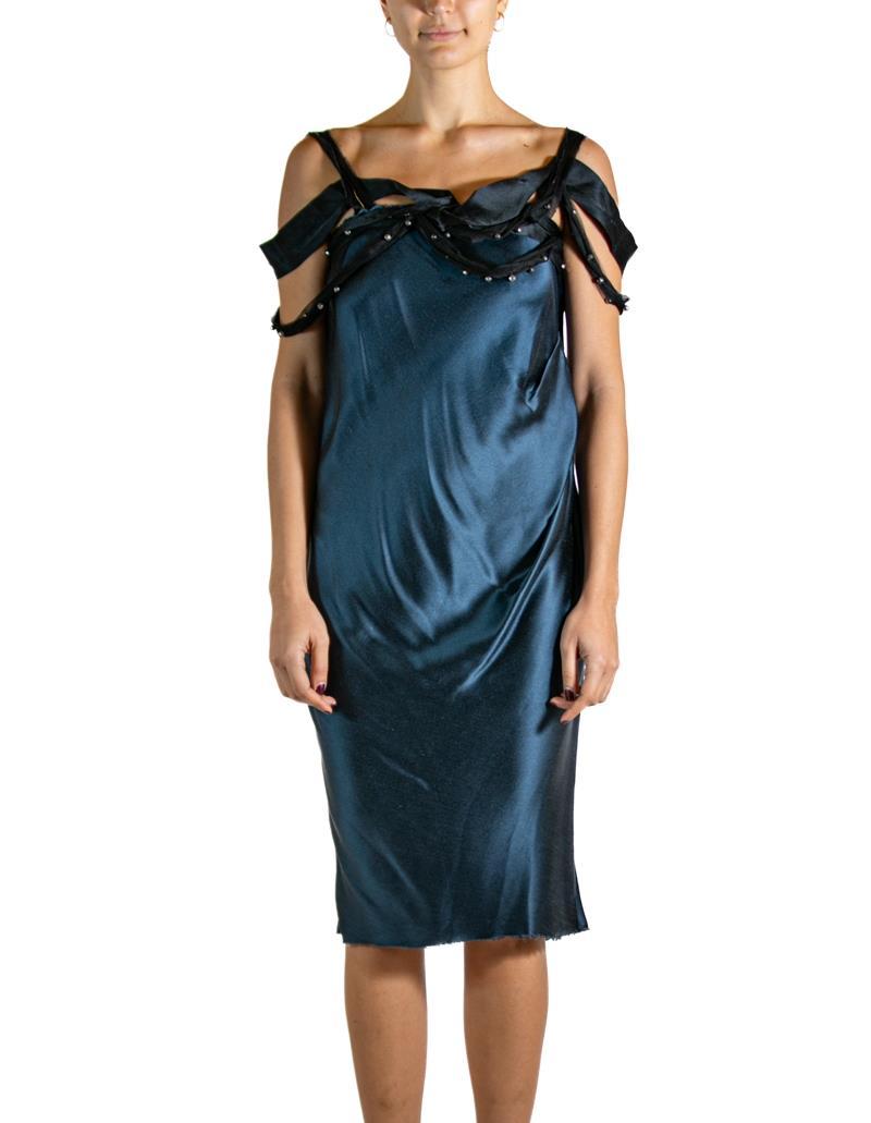 2000S LANVIN Navy Blue & Black Silk Cocktail Dress 2000S LANVIN Navy Blue & Black Silk Cocktail Dress