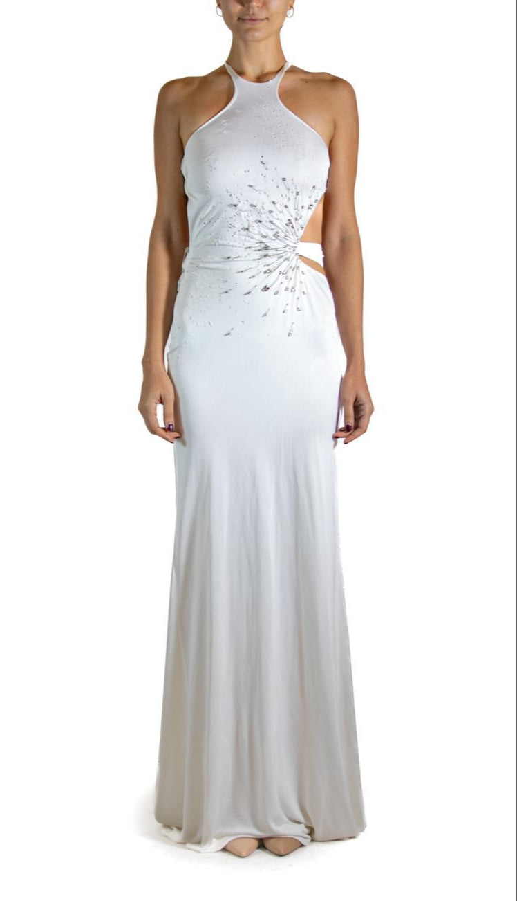 1990s Tom Ford Gucci White Jersey Safety Pinned Cocktail Dress 1990s Tom Ford Gucci White Jersey Safety Pinned Cocktail Dress