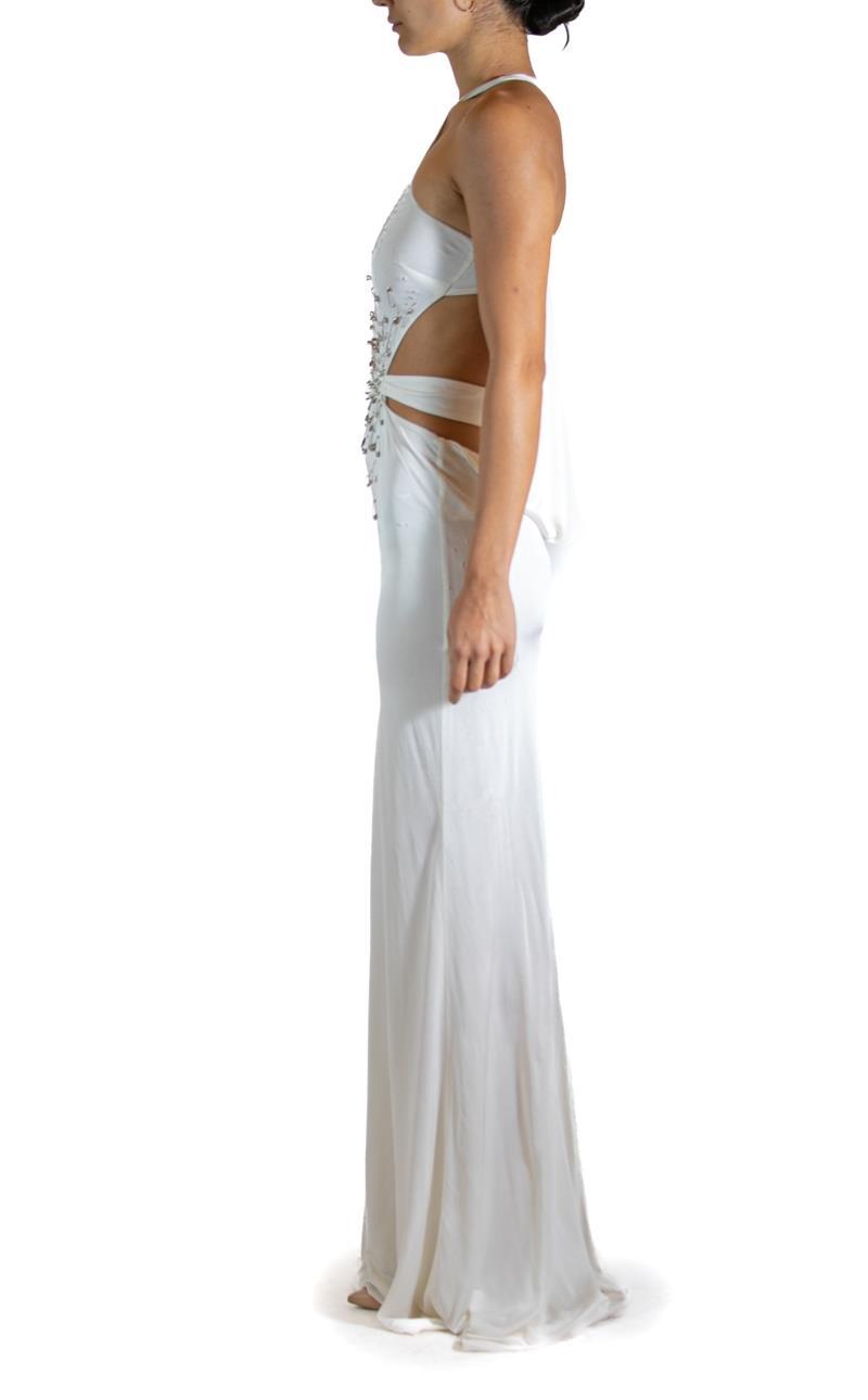 1990S TOM FORD GUCCI White Jersey Safety Pinned Cocktail Dress 1990S TOM FORD GUCCI White Jersey Safety Pinned Cocktail Dress