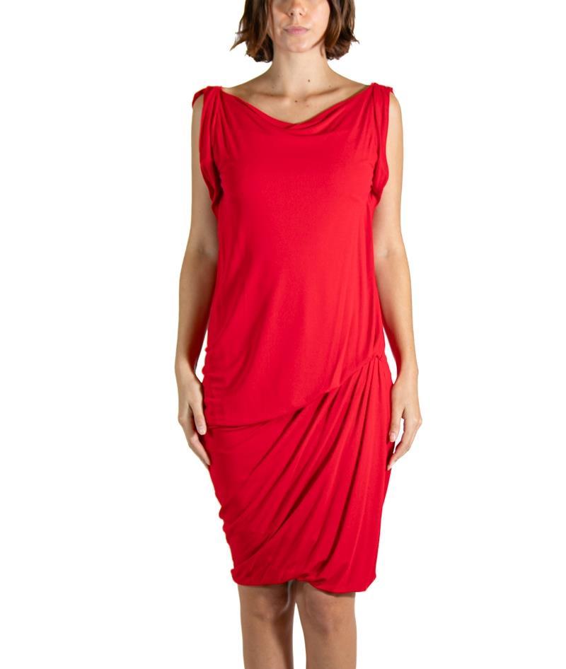 2000s Alexander McQueen Red Viscose Cocktail Dress 2000s Alexander McQueen Red Viscose Cocktail Dress