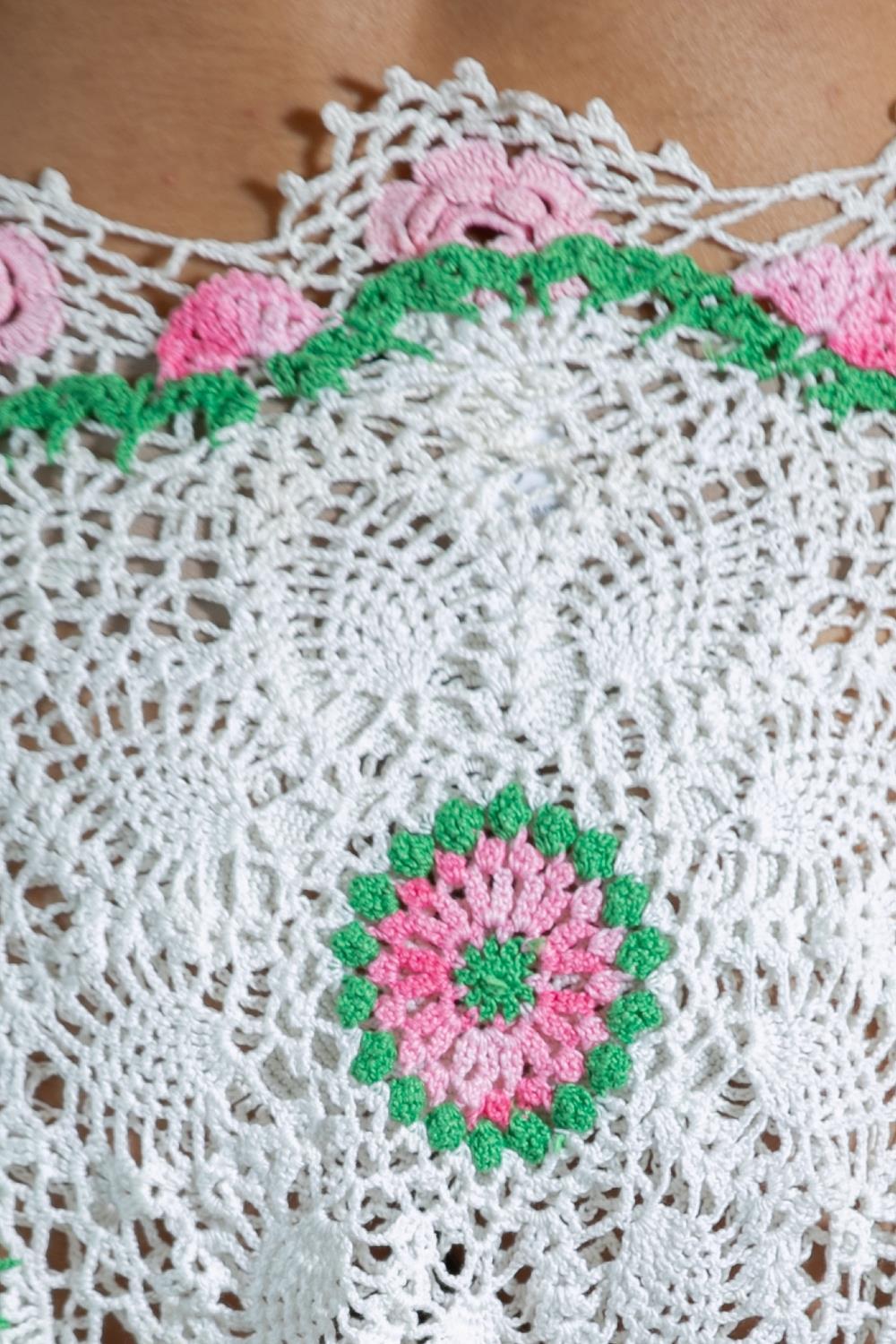 MORPHEW COLLECTION Green & Pink White Crochet Dress MORPHEW COLLECTION Green & Pink White Crochet Dress