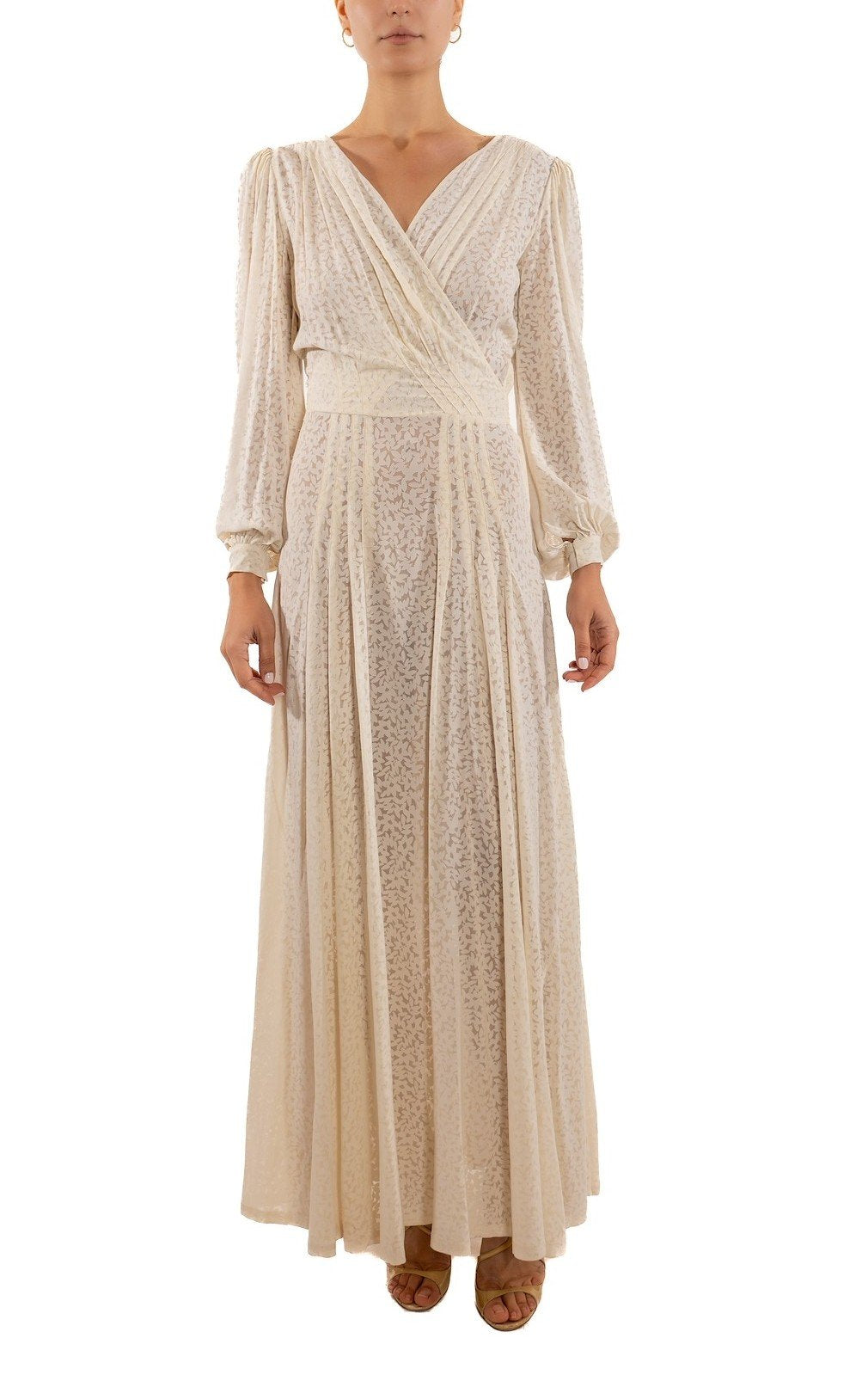 pearl sheer dress Sheer Mesh Pearl Beaded Gown with Gloves St Zandas