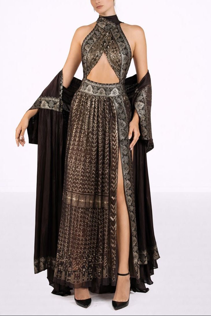 egyptian silk dress My Style: Silk Egyptian Blue Embroidered Gown