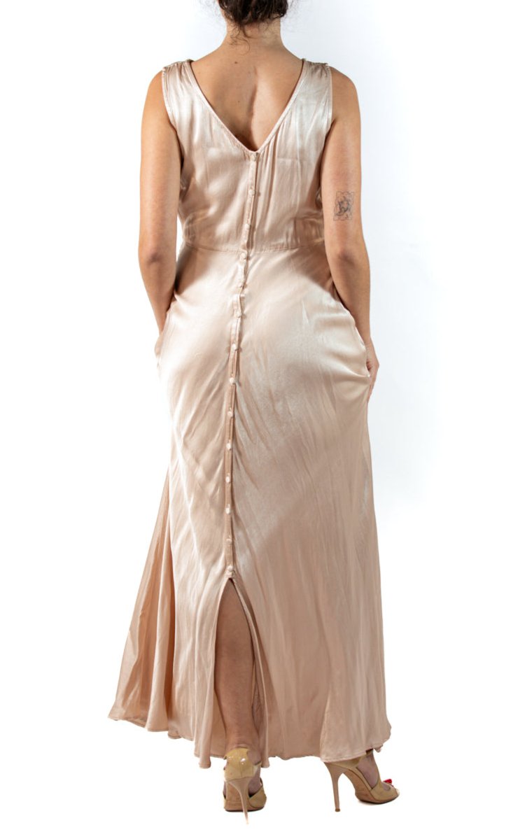 1990S GHOST Champagne Viscose Crepe Back Satin Gown 1990S GHOST Champagne Viscose Crepe Back Satin Gown