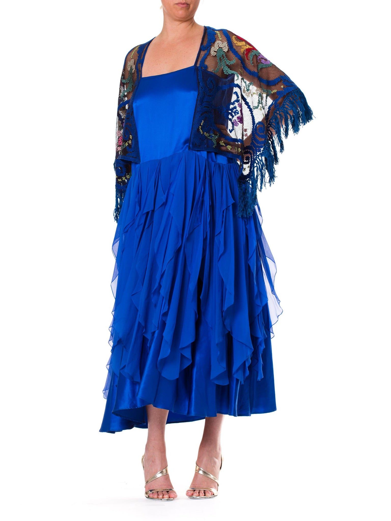 chiffon and charmeuse dress Johnathan Kayne 3161