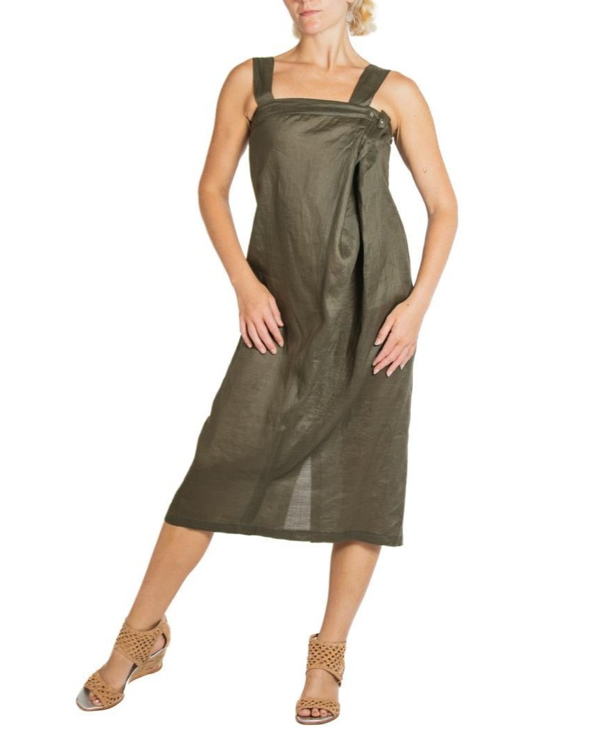 jil sander linen dress Pre-Fall 2022 Linen Wrap Dress - Jil Sander