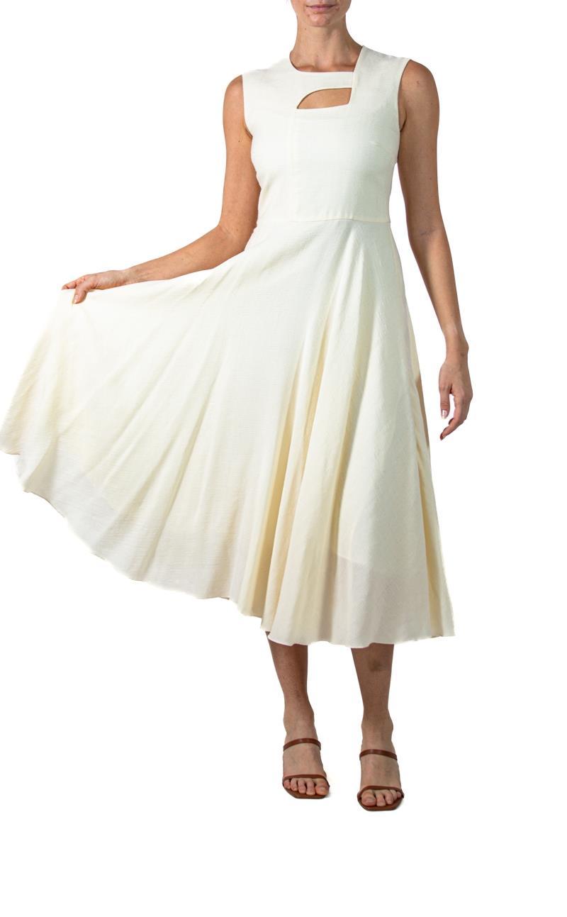 2000S ROKSANDA Cream Wool & Viscose Sleeveless Dress With Fitted Bust 2000S ROKSANDA Cream Wool & Viscose Sleeveless Dress With Fitted Bust