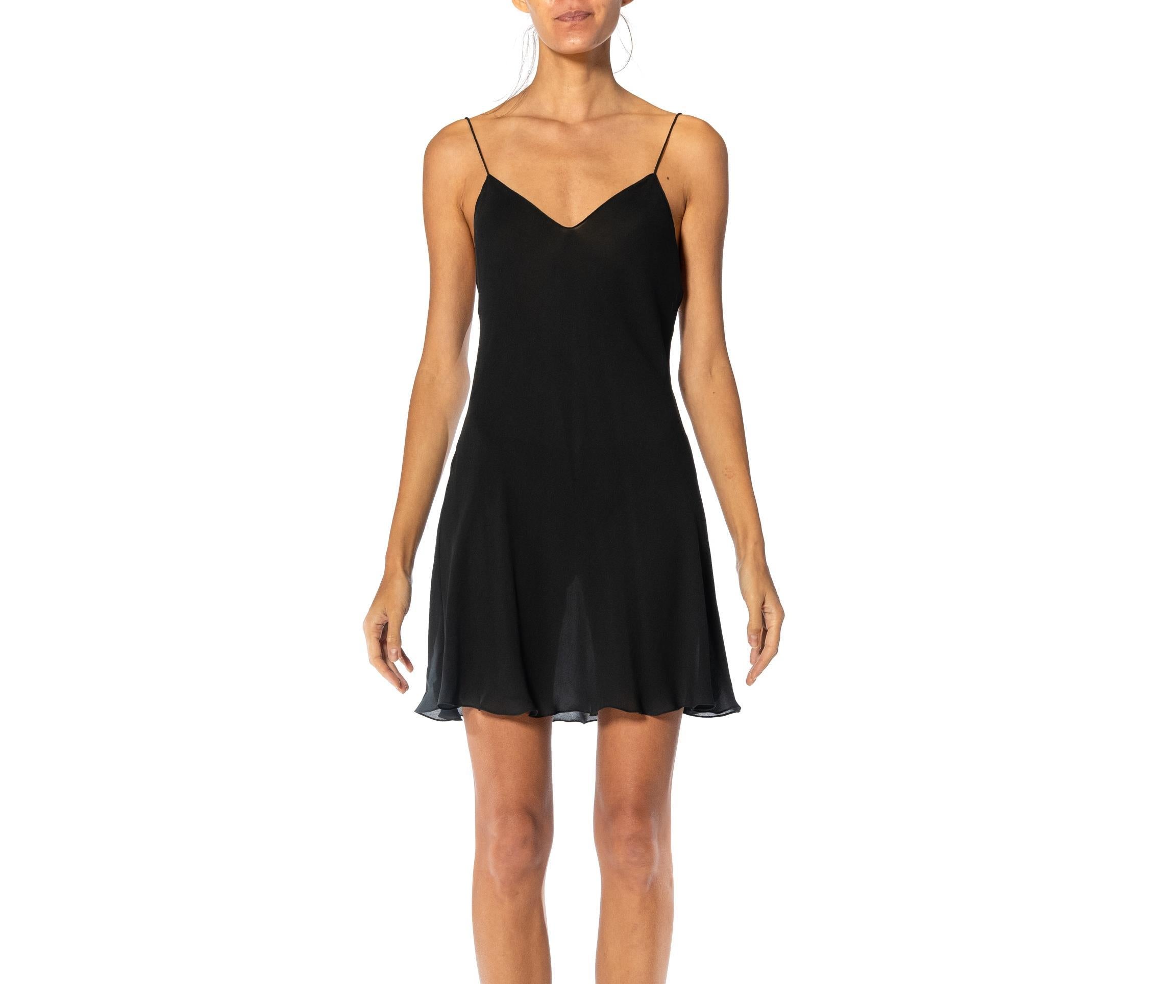 1990S DONNA KARAN Black Bias Cut Silk Chiffon Slip Dress MORPHEW 1990S DONNA KARAN Black Bias Cut Silk Chiffon Slip Dress MORPHEW