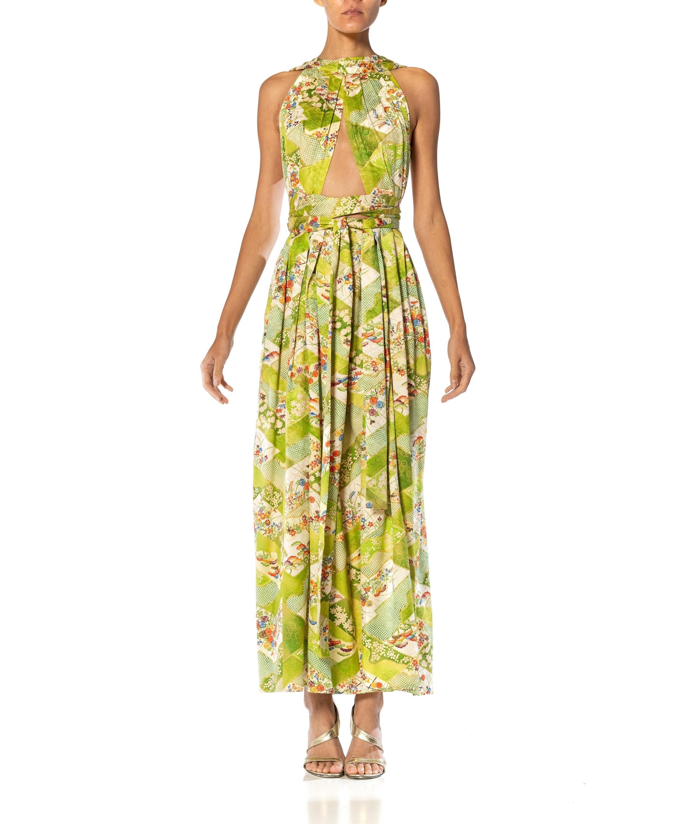 green silk kimono dress Swan - Maxi Kimono Robe - Summer Kimono Robe