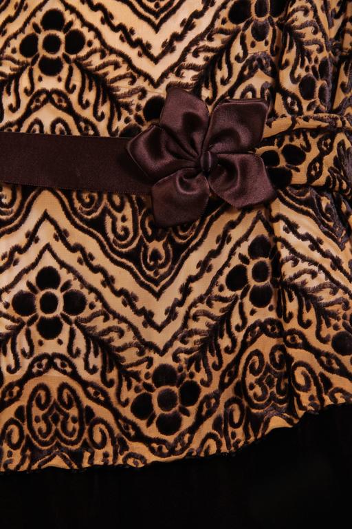 1920S Brown Silk Burnout Velvet Devor Drop Waist Flapper Dress 1920S Brown Silk Burnout Velvet Devor Drop Waist Flapper Dress