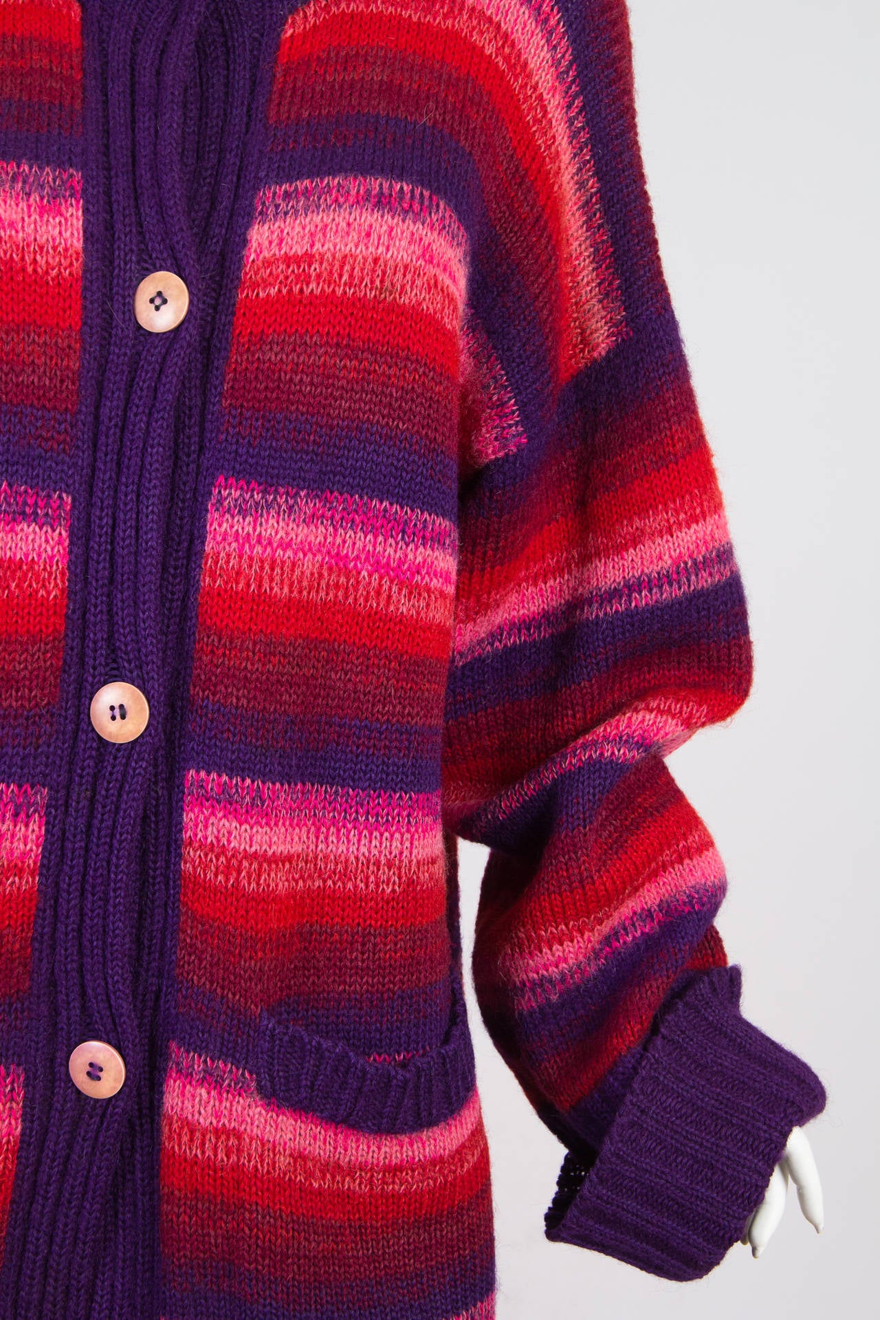 1980S KANSAI YAMAMOTO Pink & Purple Wool Knit Oversized Striped Sweate –  MORPHEW