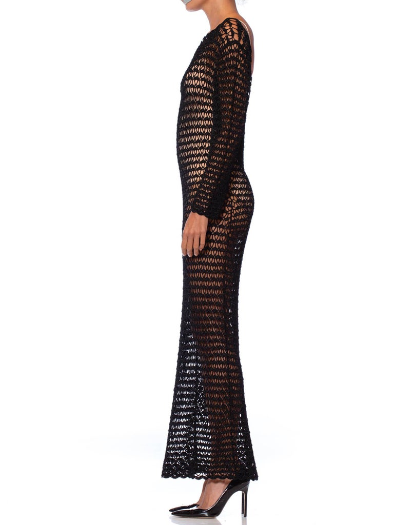 1990S DOLCE & GABBANA Black Viscose Crochet Long Sleeve Maxi Dress – MORPHEW