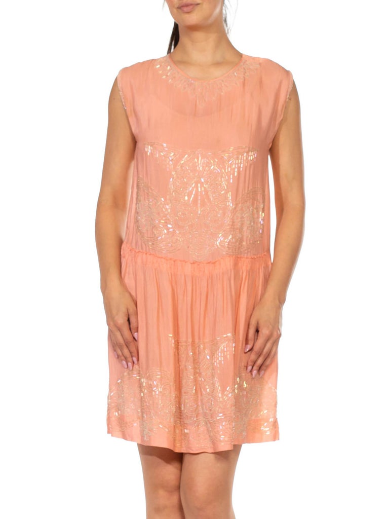 light pink flapper dress 1920s Beaded Mable Flapper Dress Pink
