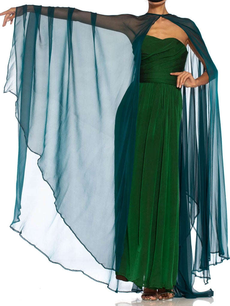 yves saint laurent green dress Yves Saint Laurent YSL by Tom Ford 2003 Green Silk Ruffle Dress