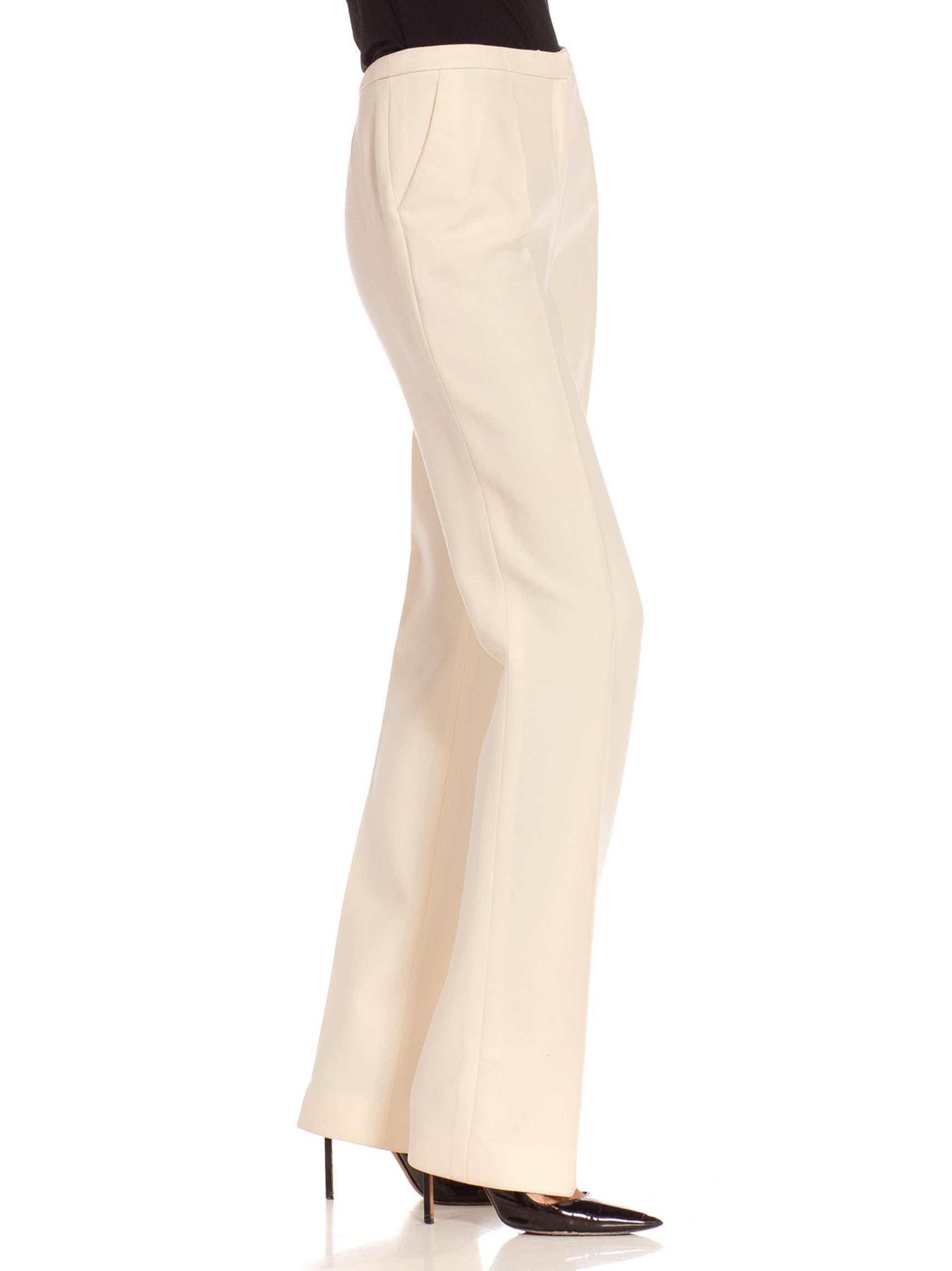 cream cigarette pants trousers Elora MODEL IN RUNWAY SAMPLE SIZE XS Details KEYA, Women's Cotton Linen Cigarette