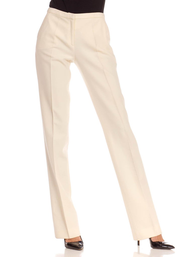 Alexander Mcqueen Leaf-crepe Long Cigarette Trousers In White | ModeSens