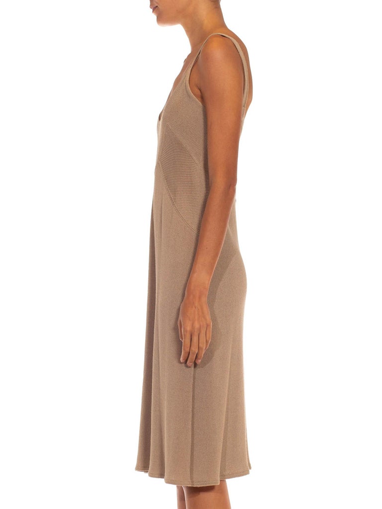 1990S DONNA KARAN Brown Wool Blend Knit Ribbed Original Sample Dress – MORPHEW