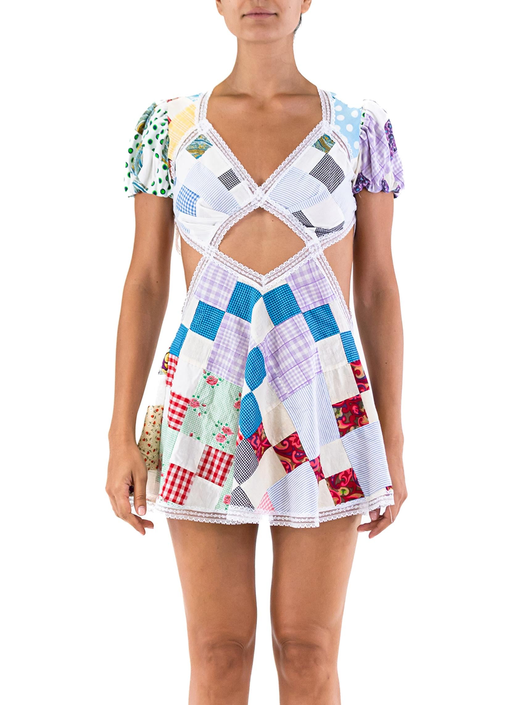 patchwork dress short Mello Navy Cotton Patchwork Sleeveless Mini Dress