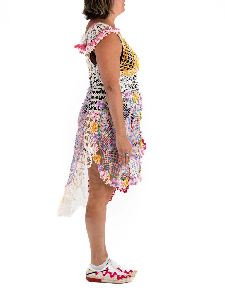 MORPHEW Collection Multicolor Cotton Crochet Long Vintage Doily Dress MORPHEW Collection Multicolor Cotton Crochet Long Vintage Doily Dress