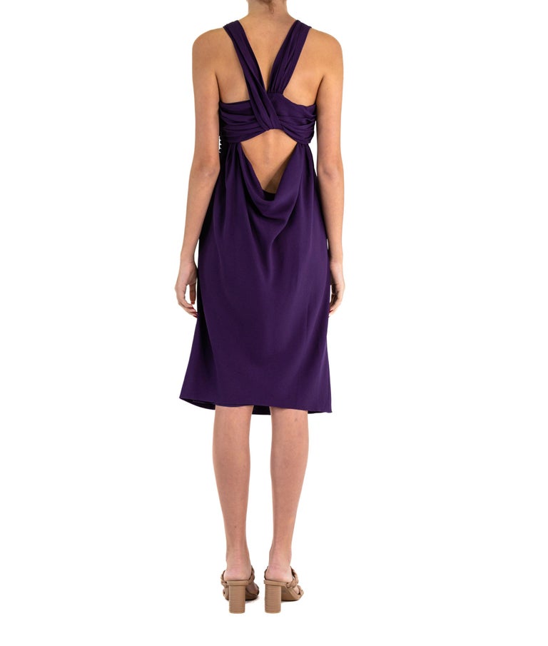 purple dior dress Unusual 1970s Miss Dior Purple Silk Chiffon Tiered & Pleated Sleeve Ca Shrimpton Couture