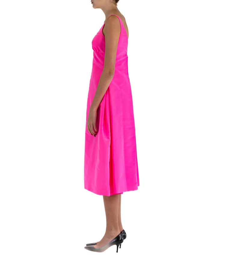 1990S Isaac Mizrahi Hot Pink Silk Faille Cocktail Dress 1990S Isaac Mizrahi Hot Pink Silk Faille Cocktail Dress