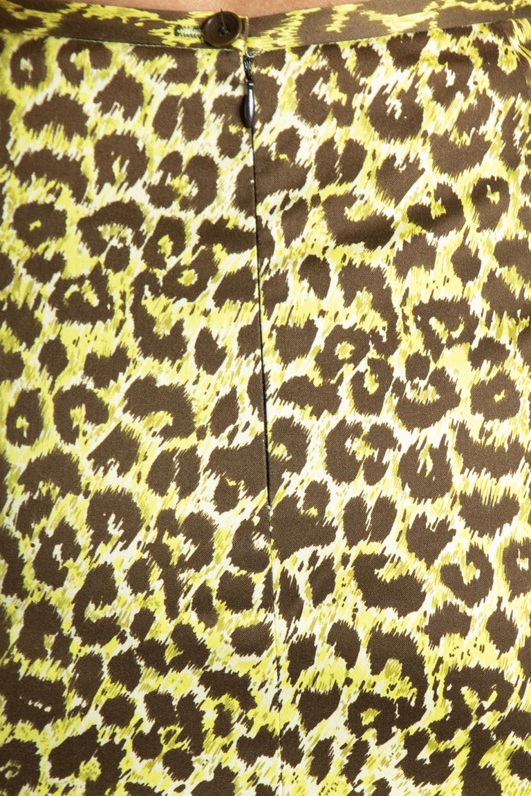 1990S Lime Green Leopard Print Cotton Sateen Pencil Skirt – MORPHEW