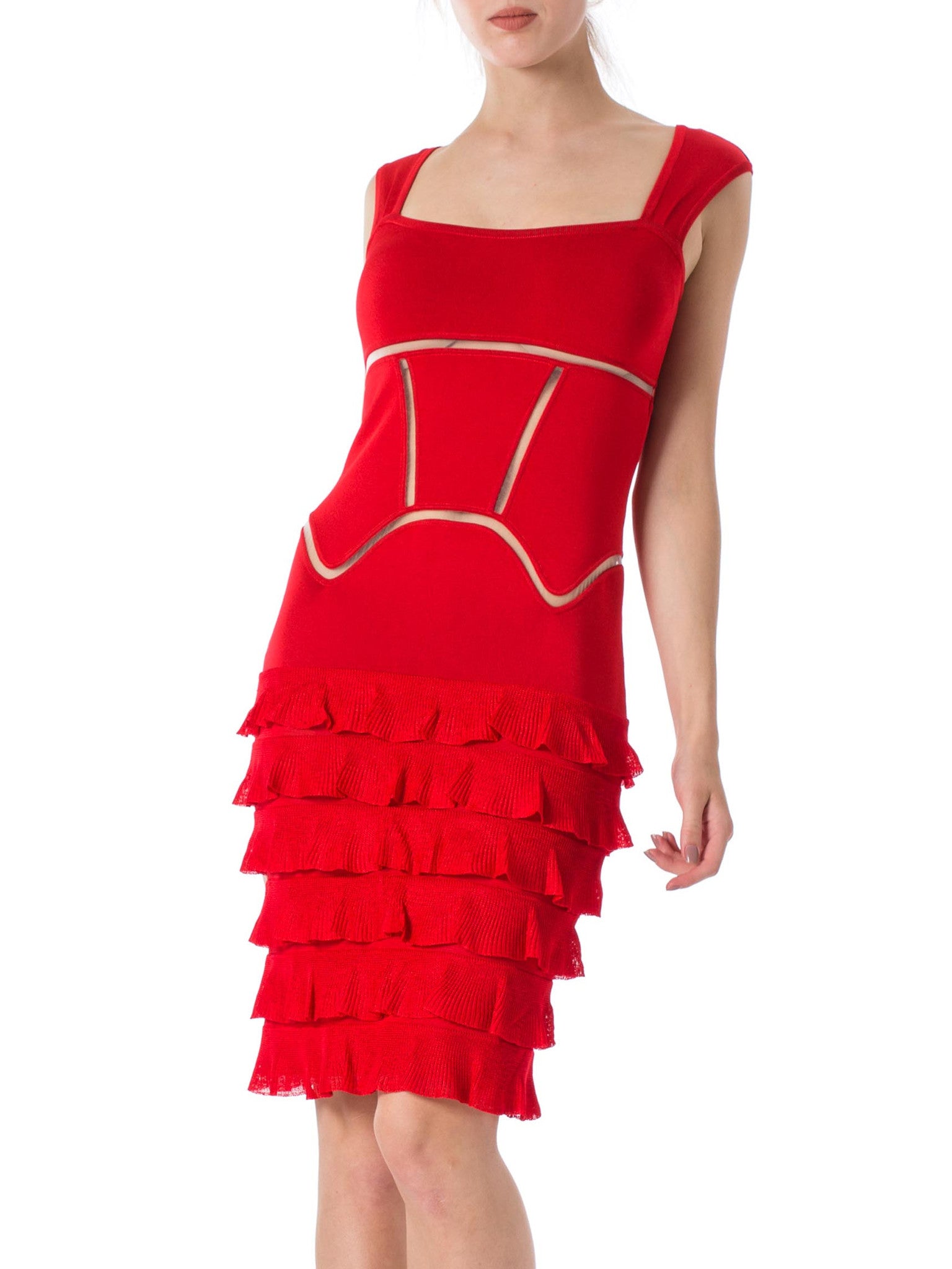 john galliano red dress Phenomenal Fall 2000 John Galliano Version of Finale Runway Look 54 Silk Corset Dress w Sweeping Skirts